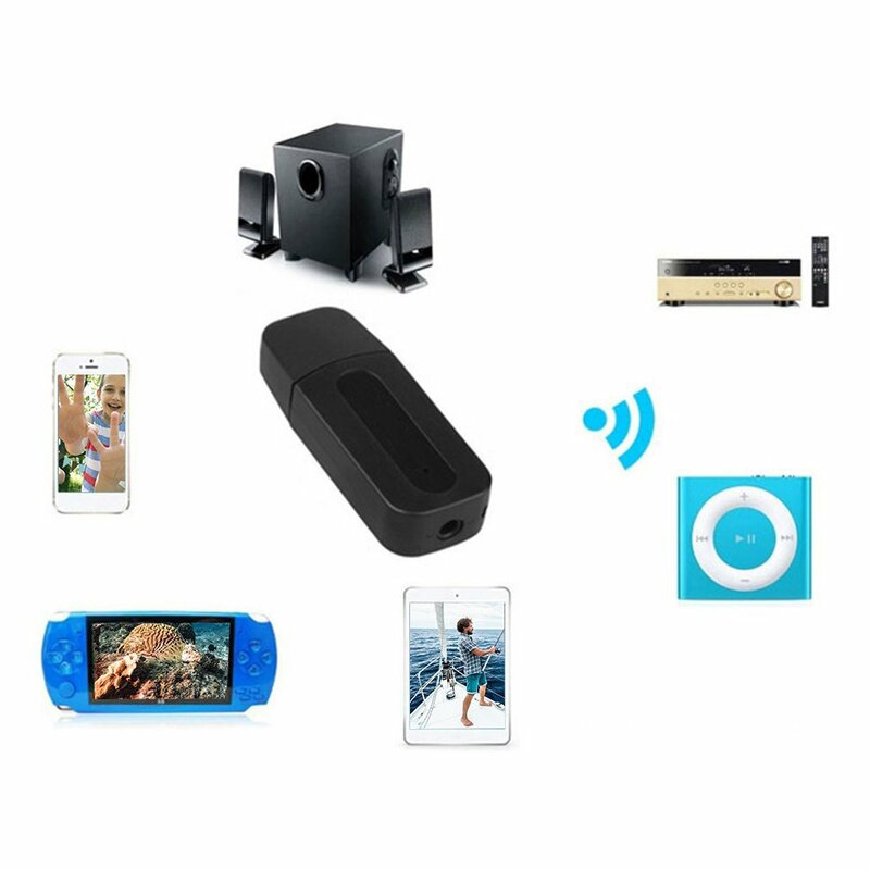 무선 차량용 USB 어댑터, AUX 음악 스테레오 수신기, 블루투스 호환 송신기, 휴대폰, 자동차 스피커용, 3.5mm 잭