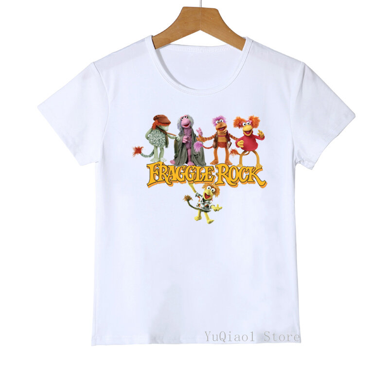 Kaus Gambar Kartun Rock Fraggle Lucu Baju Anak-anak Perempuan/Laki-laki Pakaian Anak-anak Kawaii Harajuku Atasan Kaus Mode Musim Panas