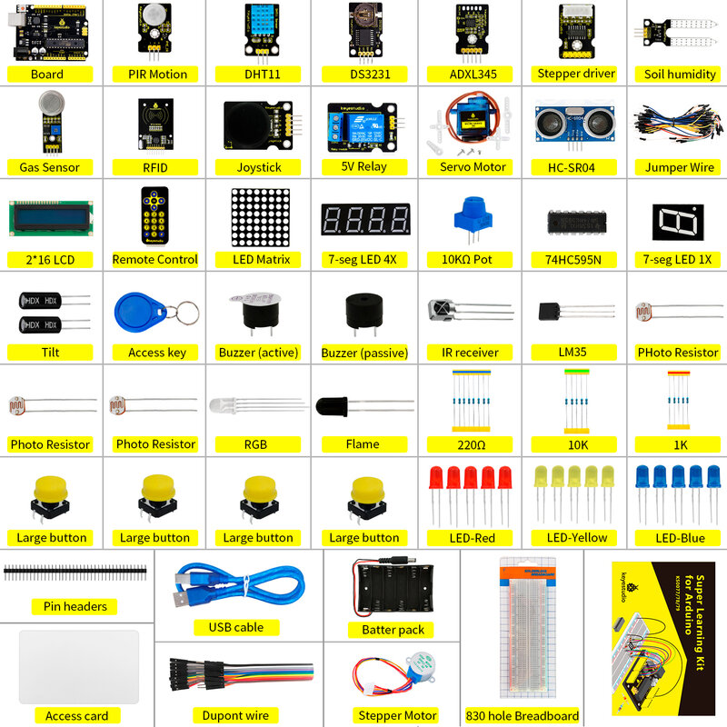 Nieuwe Verbeterde Keyestudio Super Starter Kit Met V4.0 Board Voor Arduino Starter Kit Voor UNOR3 32 Projecten + Tutorial W/Gift Box