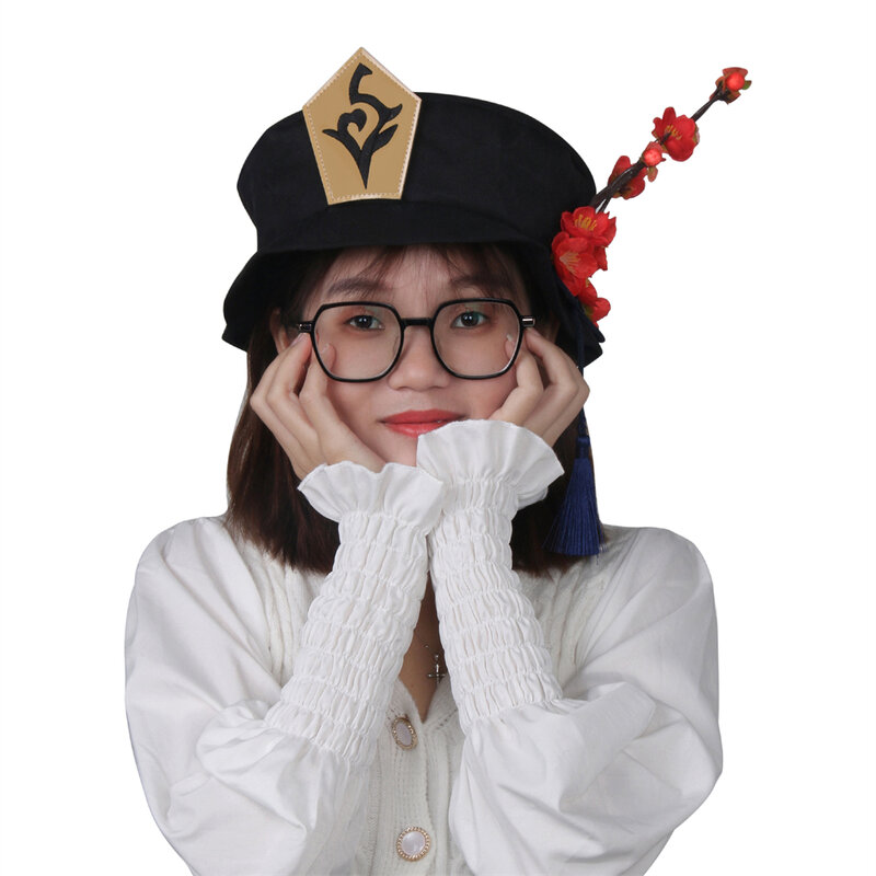 Gra Genshin Impact Hu Tao kapelusz dobrze wykonany czapka Hutao Cos nakrycia głowy rekwizyty do Cosplay fajny prezent dla dorosłych rozmiar