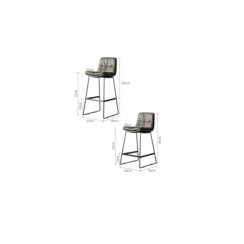 北欧スタイルバック革バー椅子家族の光高級鉄高スツールコーヒーショップ現代のシンプルなフランネルバー椅子