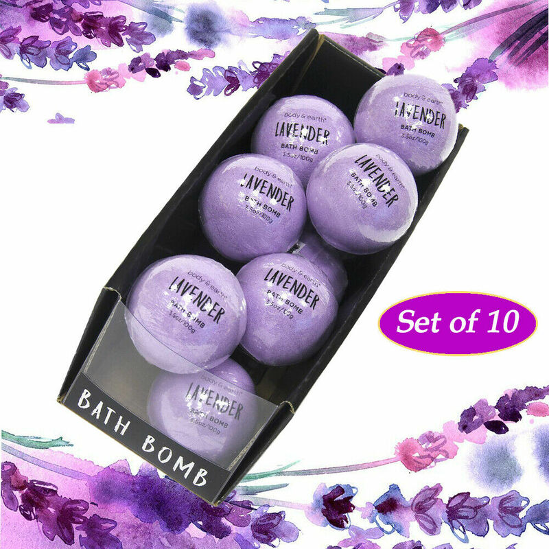 10 Buah Kotak Hadiah Bom Mandi Vegan, Busa Mandi Minyak Esensial Aroma Lavender Masing-masing 3.5Oz/100G