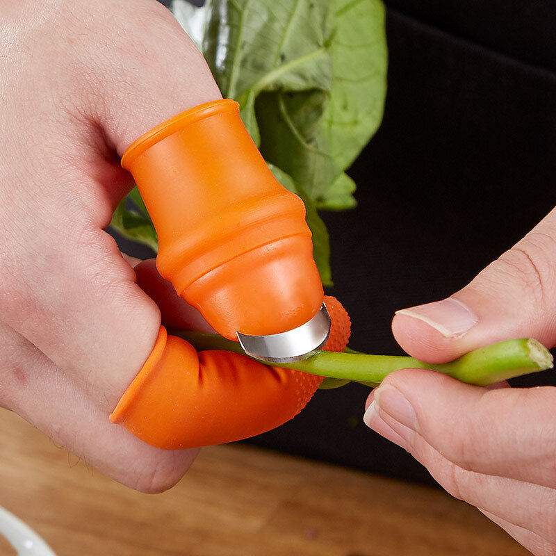 Silicone Thumb Knife Finger Protector Vegetable Harvesting Knife Plant Blade Scissors Cutting Rings Garden Gloves