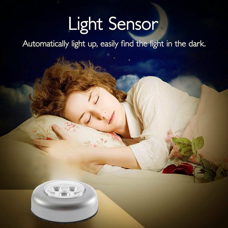 Mini 3 luci a LED lampada da notte senza fili con controllo tattile per armadio camera da letto scale cucina armadio alimentato a batteria luce Gadget per la casa