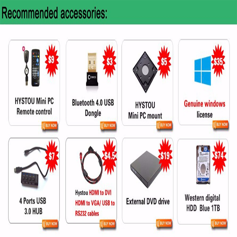 Venoen Mini Pc Accessoires Aankoop Link Usb Hub Vesa Mount Gewone Dvd Drive Hdmi Naar Vga Kabel Bluetooth Dongle Win10 licentie