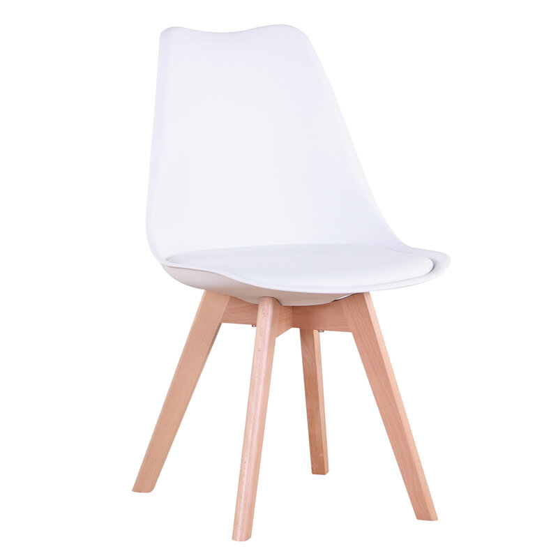 EGOONM zestaw 4 nowoczesne krzesło do jadalni inspirowane z litego drewna z tworzywa sztucznego wyściełane siedzisko w/poduszka w stylu Retro krzesło kuchenne do jadalni