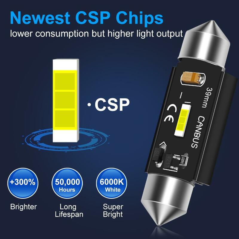 1 stücke CSP Chips Canbus C5W C10W Led-lampe 31mm 36mm 39mm 41mm Auto Girlande Licht innen Dome Lesen Lichter 6000K Reines Weiß