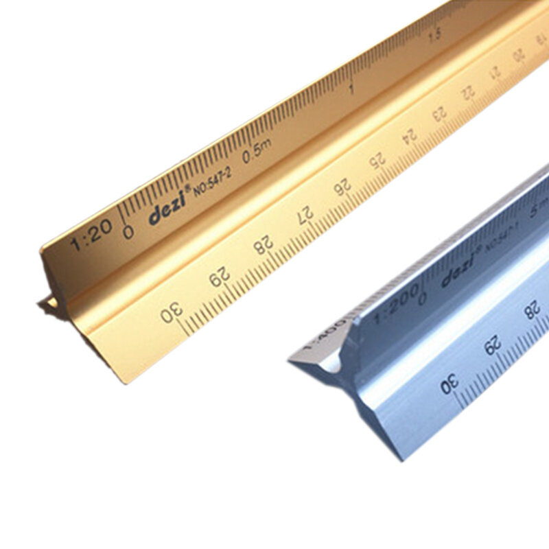 DEZI-Regla de escala Triangular de 30cm, escala técnica precisa 1:20-1:500, aleación/Metal/plástico