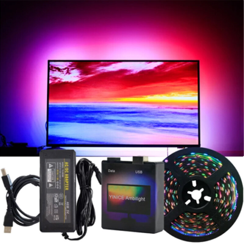 Nuevo Kit de tira de luz LED de fondo para TV, DIY, Ambilight TV PC, pantalla de sueño, tira LED USB, tira de luz de fondo de Monitor, tira LED