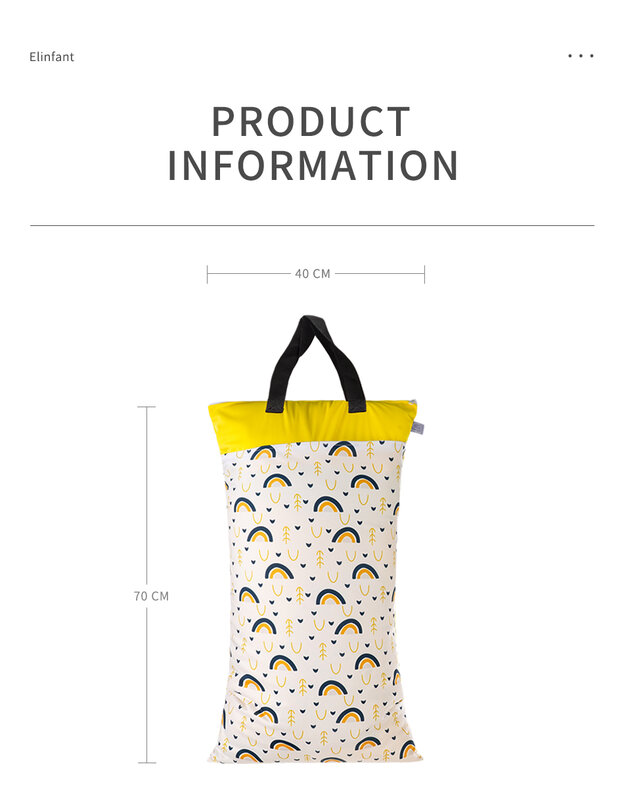 Elinfant-Bolsa de pañales impermeable con dos cremalleras, bolsa colgante grande, cubo húmedo/Seco, 1 piezas
