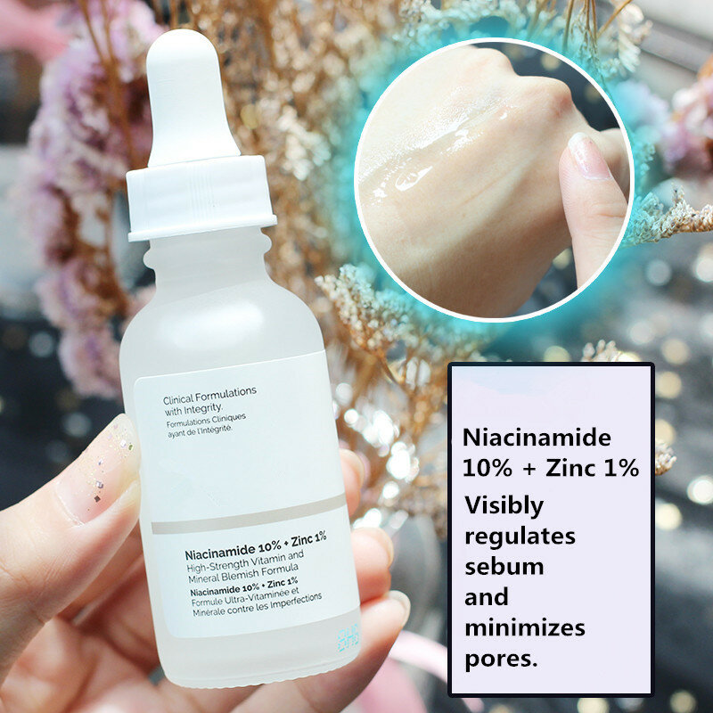 Niacinamida normal 10% + Zinc1 %, mejora la Imperfectio de la piel, repara la Piel roja y ilumina el Control del aceite de la piel, reduce los poros, incluso la piel
