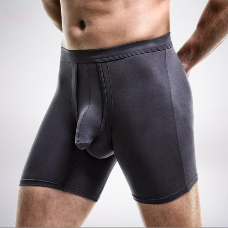 2022 New Arrival Mens Long Leg Sport Sexy Pouch Bag Boxer Underwear Fiber Breathable Boxershorts
