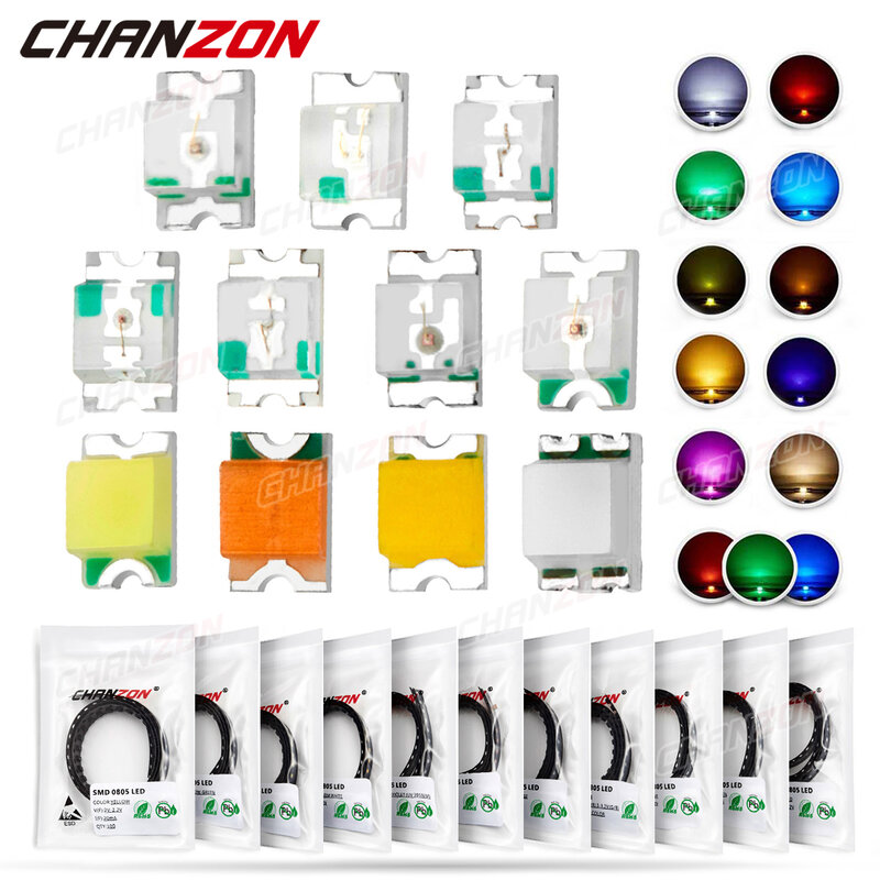 Kit de diodos emisores LED SMD 0805 (2012), Chip de lámpara, cuentas de luz, Blanco cálido, rojo, verde, azul, amarillo, naranja, UV, rosa, Micro 3V, SMT
