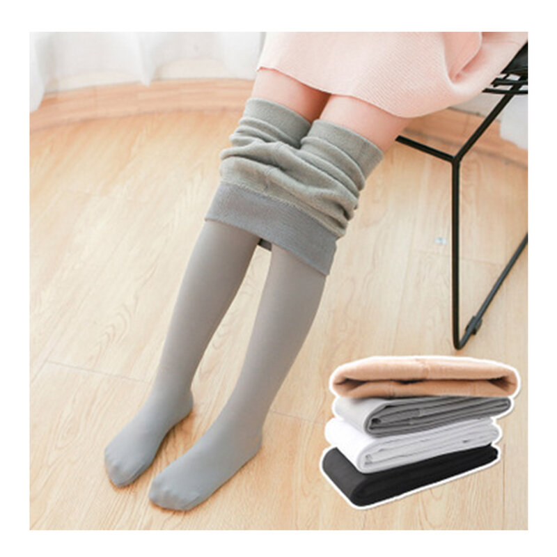 Qxmy collants para meninas crianças meias de dança velo quente meia-calça cor sólida bebê outono inverno roupas alta elástica