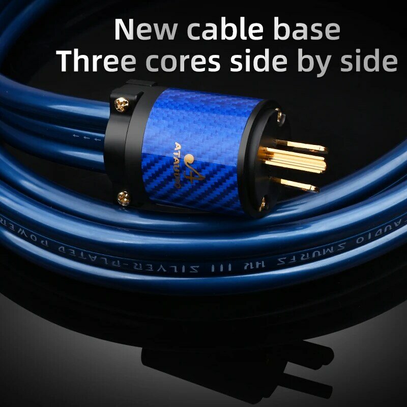 ATAUDIO-cable de alimentación HIFI OCC plateado, amplificador de CD, cable de alimentación