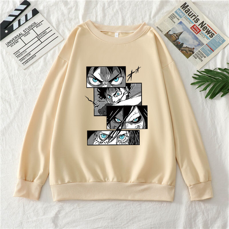 2021 otoño anime nuevos populares par Impresión de manga larga suéter casual de algodón Sudadera de cuello redondo