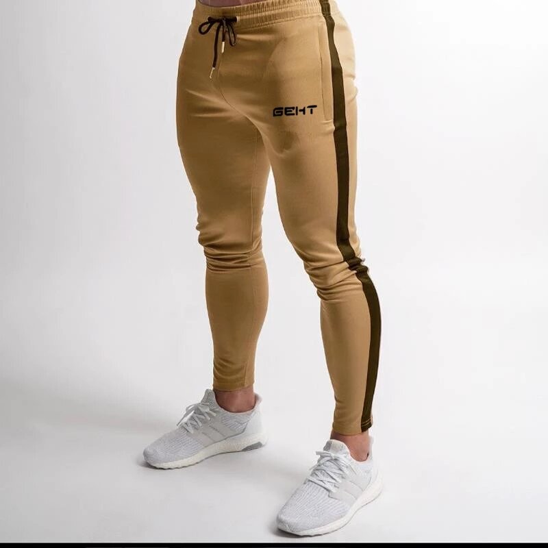2021 geht marca casual calças magras dos homens joggers sweatpants treino de fitness marca faixa calças nova moda masculina outono
