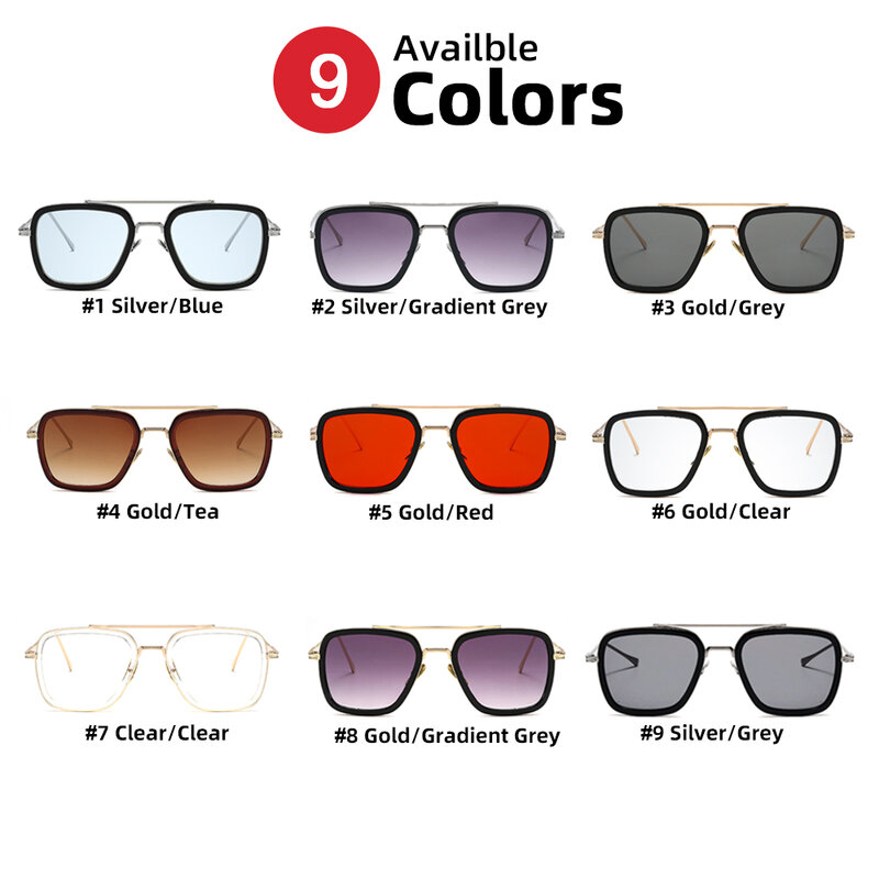 نظارات شمسية مربعة VIVIBEE-ony Stark للرجال والنساء ، إطار معدني فضي ، نظارات عدسات زرقاء ، نظارات steambunk ، الموضة ،