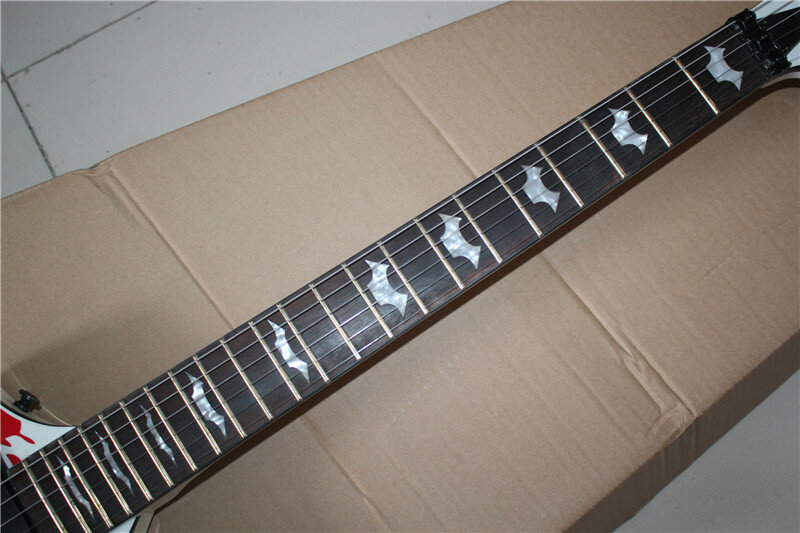 Hochwertige gans 6 elektrische gitarre, spezielle aufkleber körper, schwarz doppel schaukel zubehör, unterstützung custom