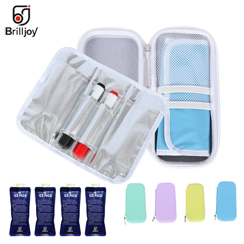 Brilljoy New Insulin Cooler Bag Portable Insulated Diabetic Insulin Travel Case Cooler Box Bolsa Termica Aluminum Foil ice bag