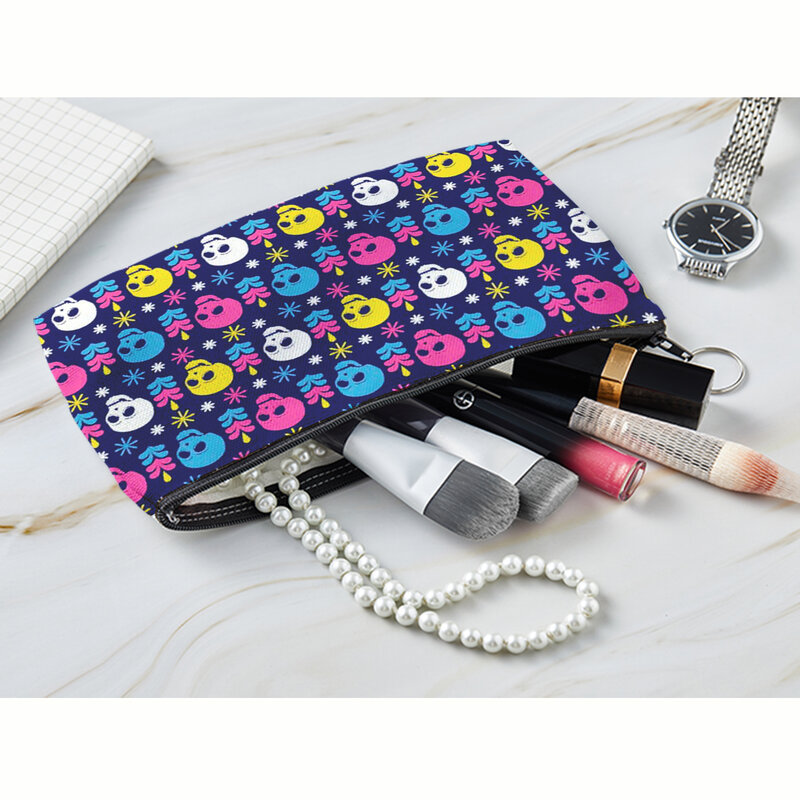 Skull Print Women Cosmetic Bag Personality Makeup Pouch Portable Travel Storage  Bag Lipstick Organizer Cases Zipper Makeup Bag