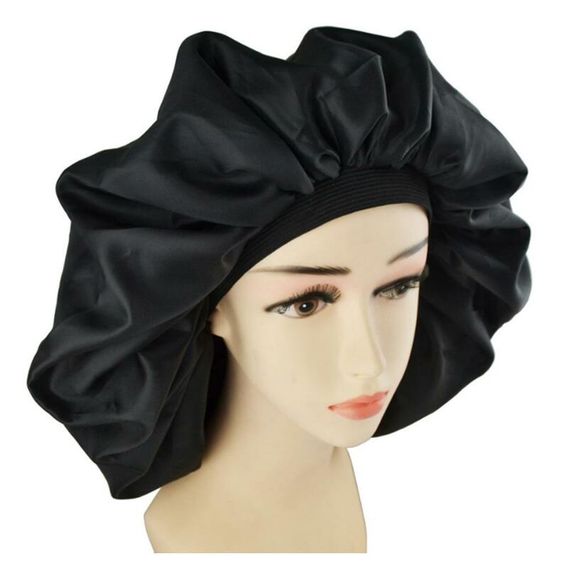 Grand bonnet de nuit imperméable de haute qualité, protège-cheveux pour femme, soin des cheveux, grand bonnet de satin et soie pour dormir luxueux