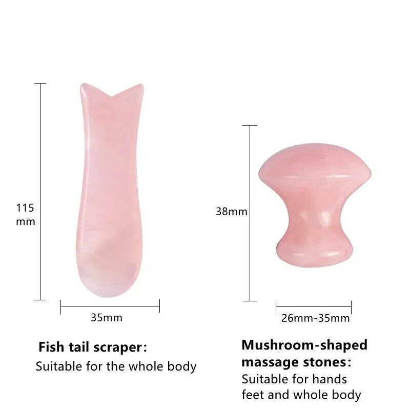 Conjunto de rolo de quartzo rosa natural, rolo de jade, melão, pedra de areia, massagem, face, pescoço, costas, corpo, massageador facial