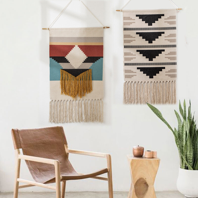 Wandteppich mit Quasten Drapierte in Böhmischen Nordic Stil Handwoven zu Schmücken die Zimmer und Wohnzimmer Fotografie Requisiten
