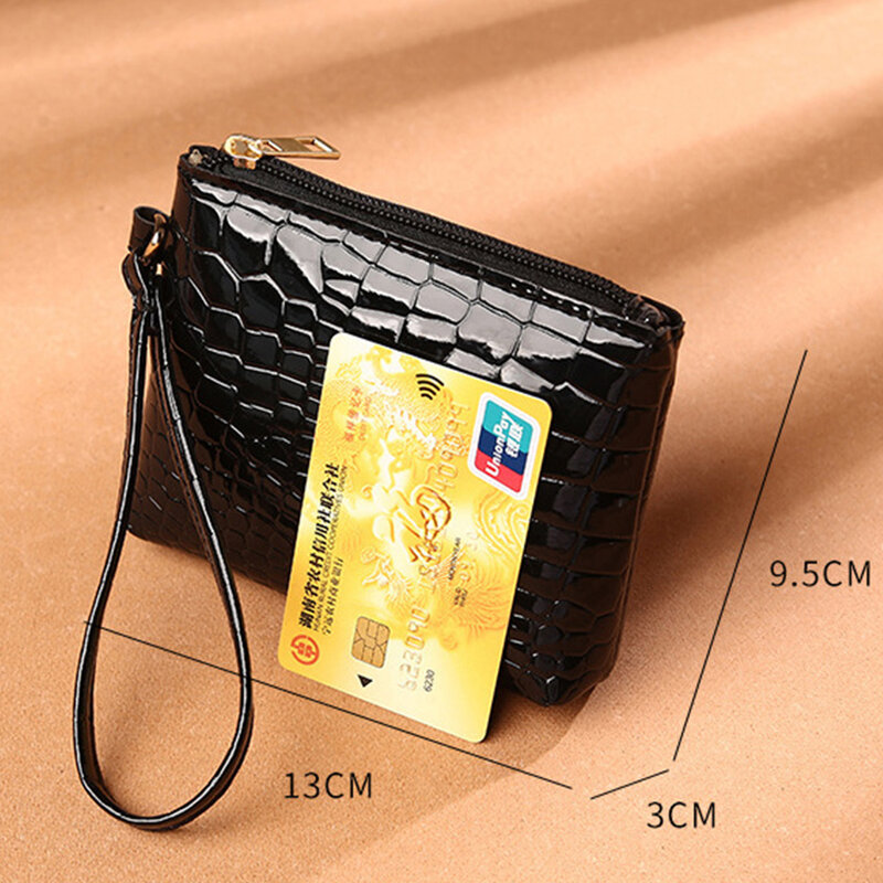 New Mini Women's Wallet Crocodile Pattern Short Zipper Wrist Small Coin Bag Fashion Pu Leather Ladies Card Holder Coin Purse