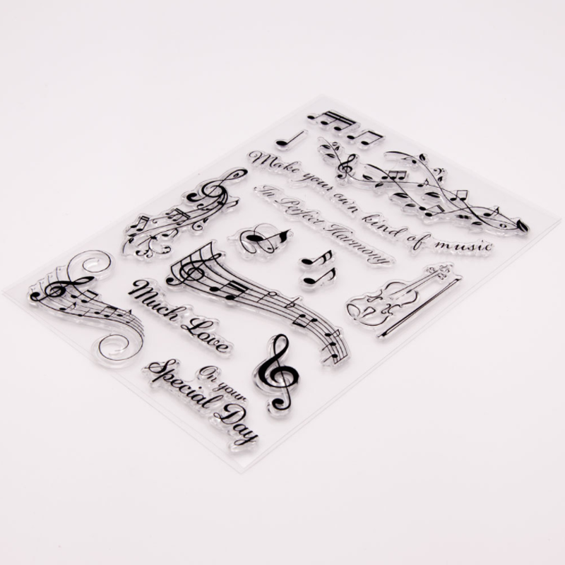 Muzieknoot Transparant Clear Siliconen Stempel Seal Diy Plakboek Rubber Stencil Kleuring Dagboek Decoratie Kantoor Schoolbenodigdheden