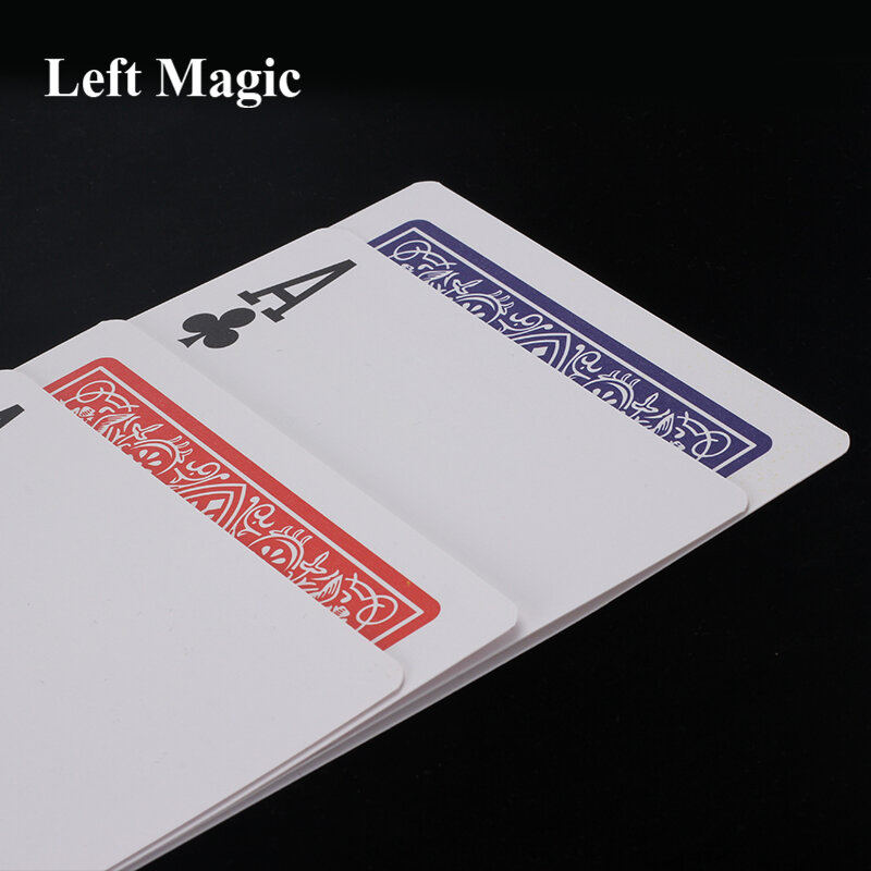 Czterokolorowa duża zmiana karty magiczne sztuczki zmiana na białą kartę magiczna scena magiczna bliska klasyczna magiczna sztuczka magik zabawki