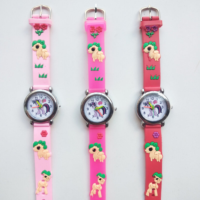 Adequado para crianças com idade 3-10 usando relógios infantis 4 estilos unicórnio dos desenhos animados meninos meninas crianças relógio de pulso presentes pônei relógio
