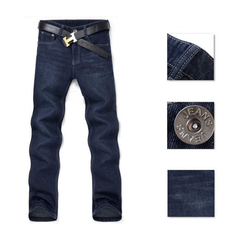Calça jeans masculina clássica, casual, cintura média, jeans reto, calça comprida confortável, bolso, calça comprida masculina 2021
