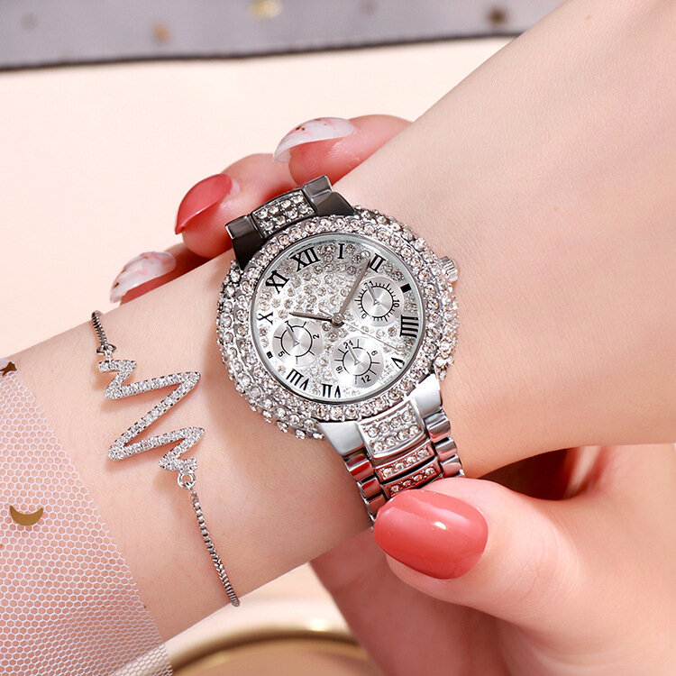 Часы женские кварцевые с браслетом из нержавеющей стали, водонепроницаемые