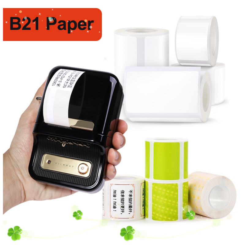 Niimbot B21 adesivo per etichette termiche trasparente bianco bianco di dimensioni multiple resistente all'olio impermeabile per cartellino del prezzo con codice a barre