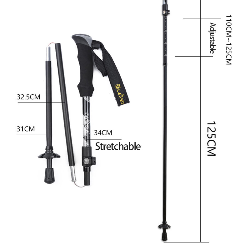 Bastones plegables a la moda palos escalables portátiles para senderismo de montaña al aire libre, caña recta para caminar, aleación de alta calidad