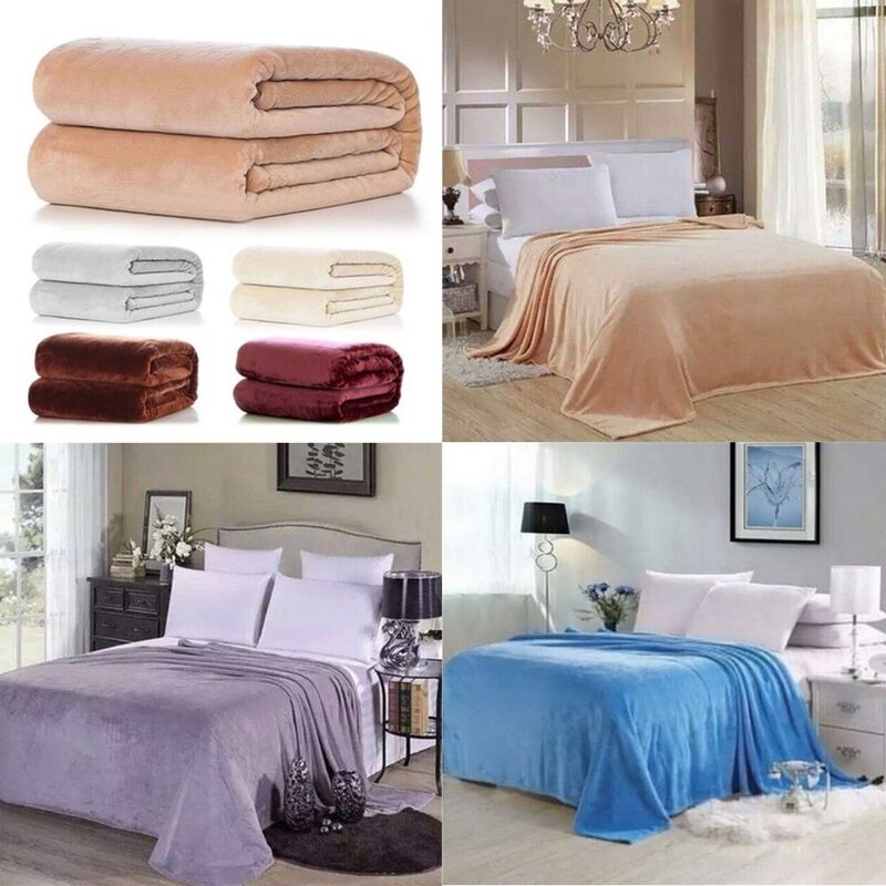 Soft Warm Coral Fleece Blanket Winter Sheet Bedspread Sofa Throw Light Thin Mechanical Wash Flannel Blankets