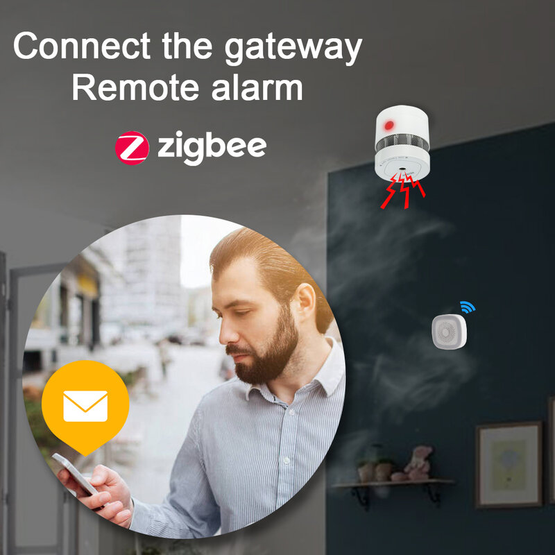 HEIMAN-Detectores de humo Zigbee 3.0 para seguridad de casa inteligente, alarma de incendios con sensor de prevención, sistema de 2.4GHz de alta sensibilidad, envío gratis