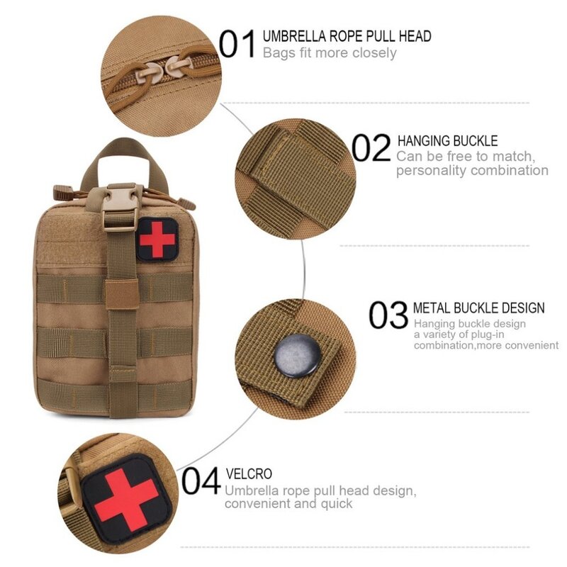 Bolsa de supervivencia al aire libre, caja médica de gran tamaño, bolsa de SOS/paquete, bolsa de primeros auxilios táctica, Kit médico, bolsa Molle EMT de emergencia