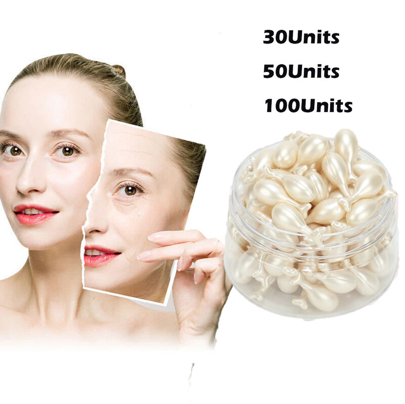 30/50/100Pcs Sheep Placenta Hydrating Face Serum Essence Spot Removing Anti-Wrinkle Moisturizing Capsule skin Care