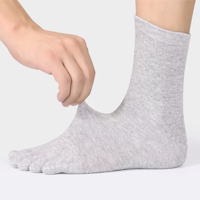 Unisex Toe ถุงเท้าผู้ชายและผู้หญิงถุงเท้าห้านิ้วถุงเท้าผ้าฝ้ายกีฬาสีทึบสีดำสีขาวสีเทา Happy ขนกระต่าย