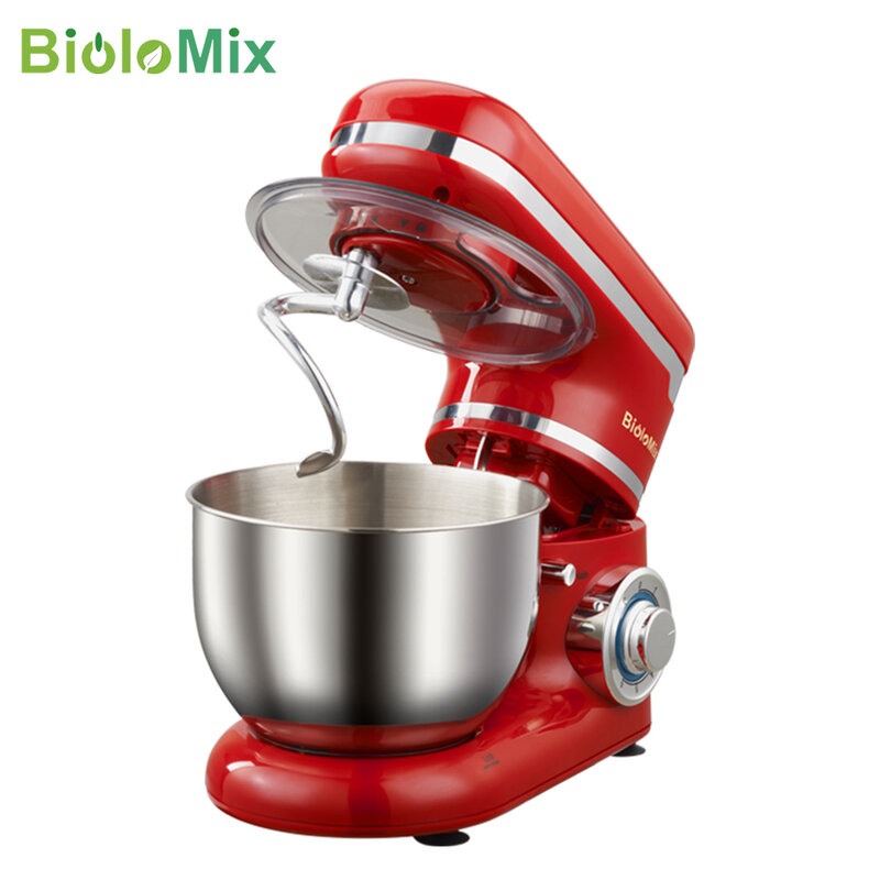BioloMix – mélangeur sur socle, bol en acier inoxydable, 6 vitesses, cuisine, crème, œufs, fouet, pâte, gâteau, pétrisseur, machine à pain