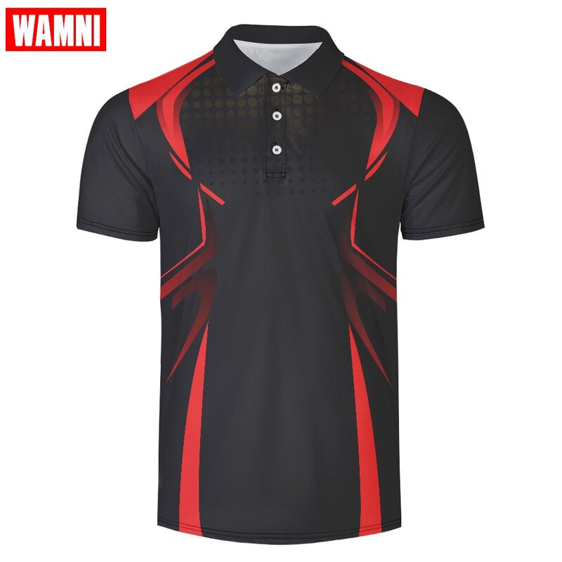 WAMNI marque affaires 3D chemise décontracté col rabattu chemise de Tennis homme Harajuku Sport haute qualité bouton survêtement