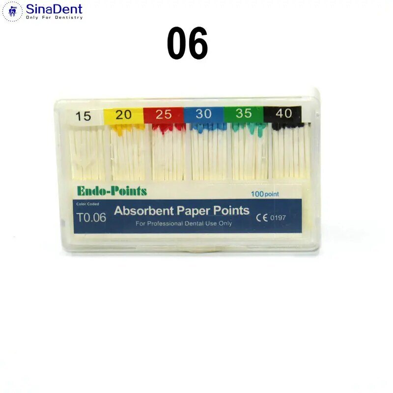 100 sztuk/paczka 06 stożkowe papierowe punkty 15-40 # materiały do obturacji stomatologicznej 100 sztuk materiałów endodontycznych