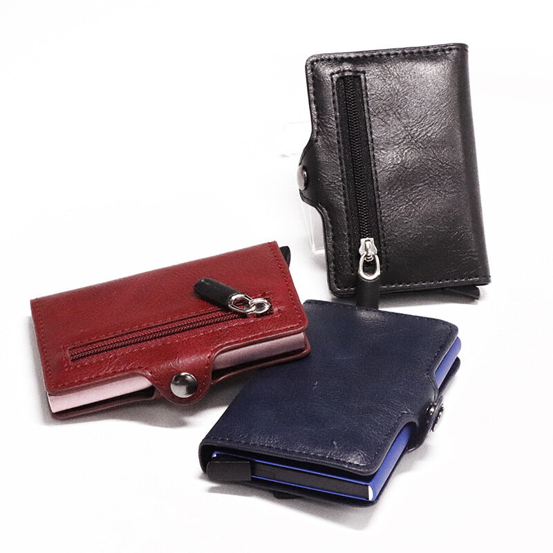 ZOVYVOL portfel rfid mężczyźni portfel Mini torebka mężczyzna Aluminium portfel na karty mała portmonetka skórzany portfel wąska torebka carteras 2019