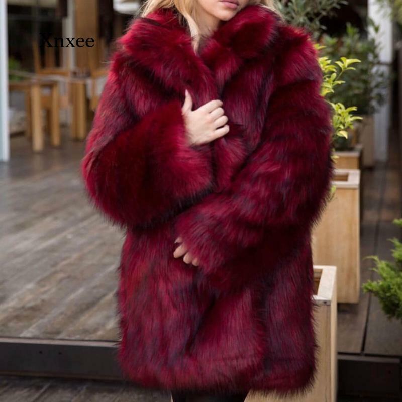 Outono e inverno moda feminina casaco de pele do falso casaco de pele longa cor sólida falso casaco de pele falsa raposa peludo casaco de roupas femininas