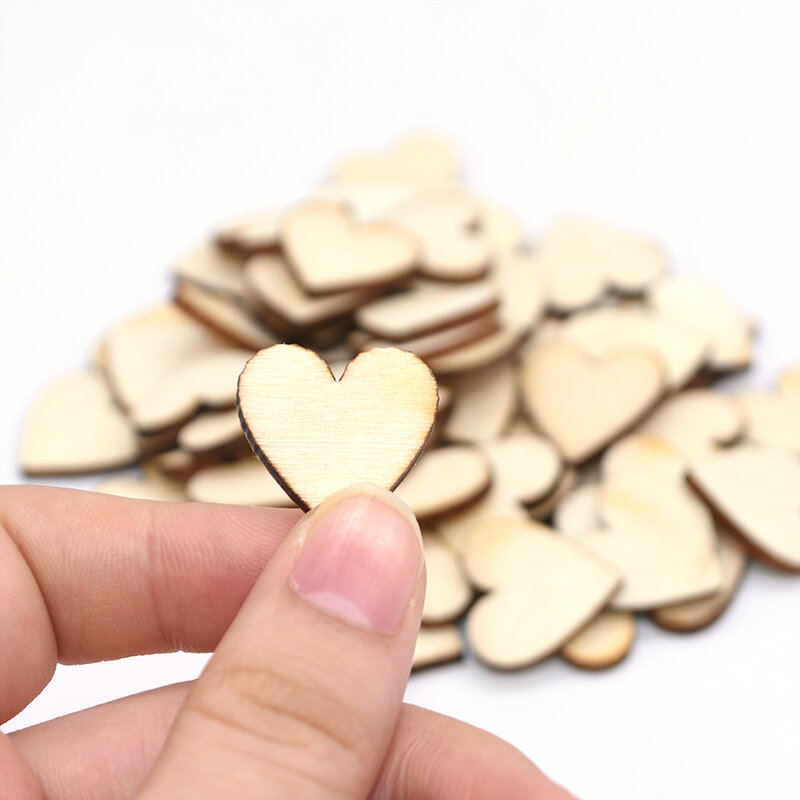 Wooden Mini Cute Love Heart/Star/Round Shape Wedding Table Scatter Decor Unfinished Wooden Crafts Wedding Ornaments