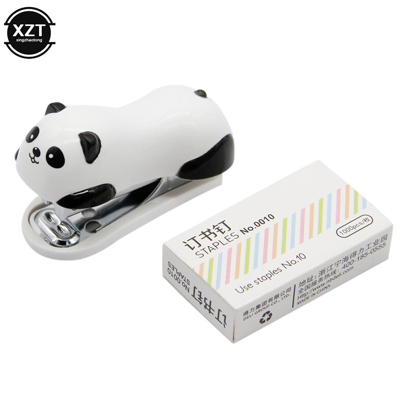 New Mini Panda Stapler Set Cartoon Office School Supplies Staionery Paper Clip Binding Binder Book Sewer
