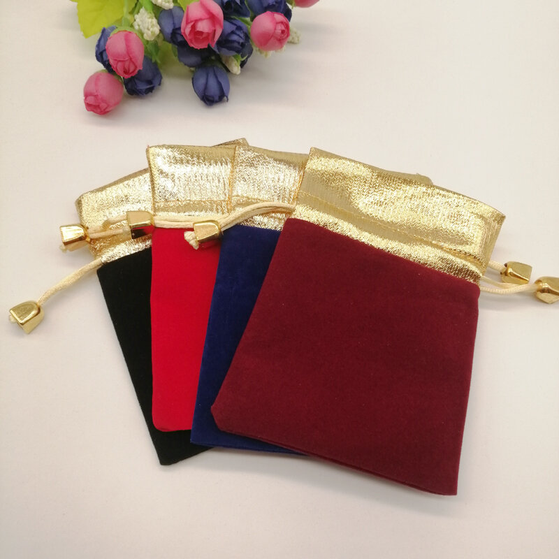 Bolsa de terciopelo para exhibición de joyas, bolsa de terciopelo con cordón para decoración de boda, 100 piezas
