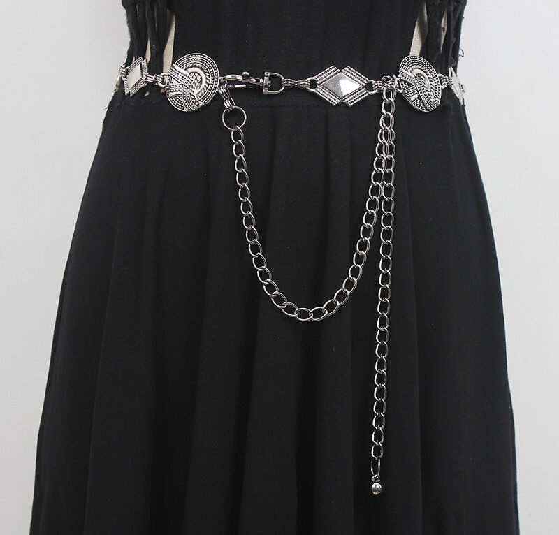 Pista da donna moda oro argento catena in metallo Cummerbunds vestito femminile corsetti cintura cinture decorazione cintura stretta R464